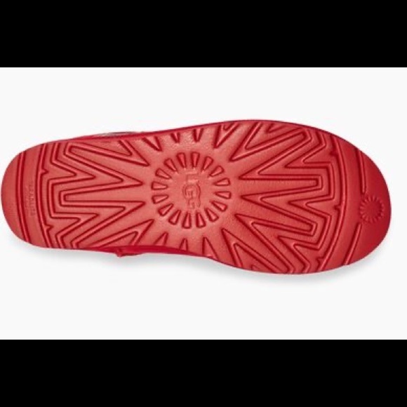 UGG CLASSIC SAMBA RED SUEDE MINI SIDE LOGO BOOTS - Picture 8 of 16